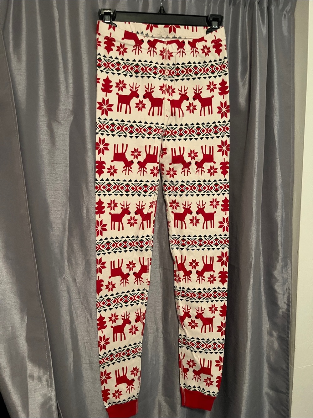 Hanna Andersson Red and Cream Reindeer Holiday Pajama Bottoms